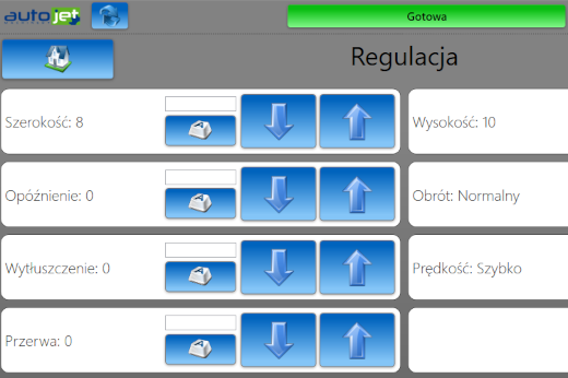 Reguluj parametry nadruku